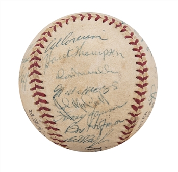 1954 New York Giants Team Signed Official League Baseball With 28 Signatures Including Vintage Willie Mays (JSA)